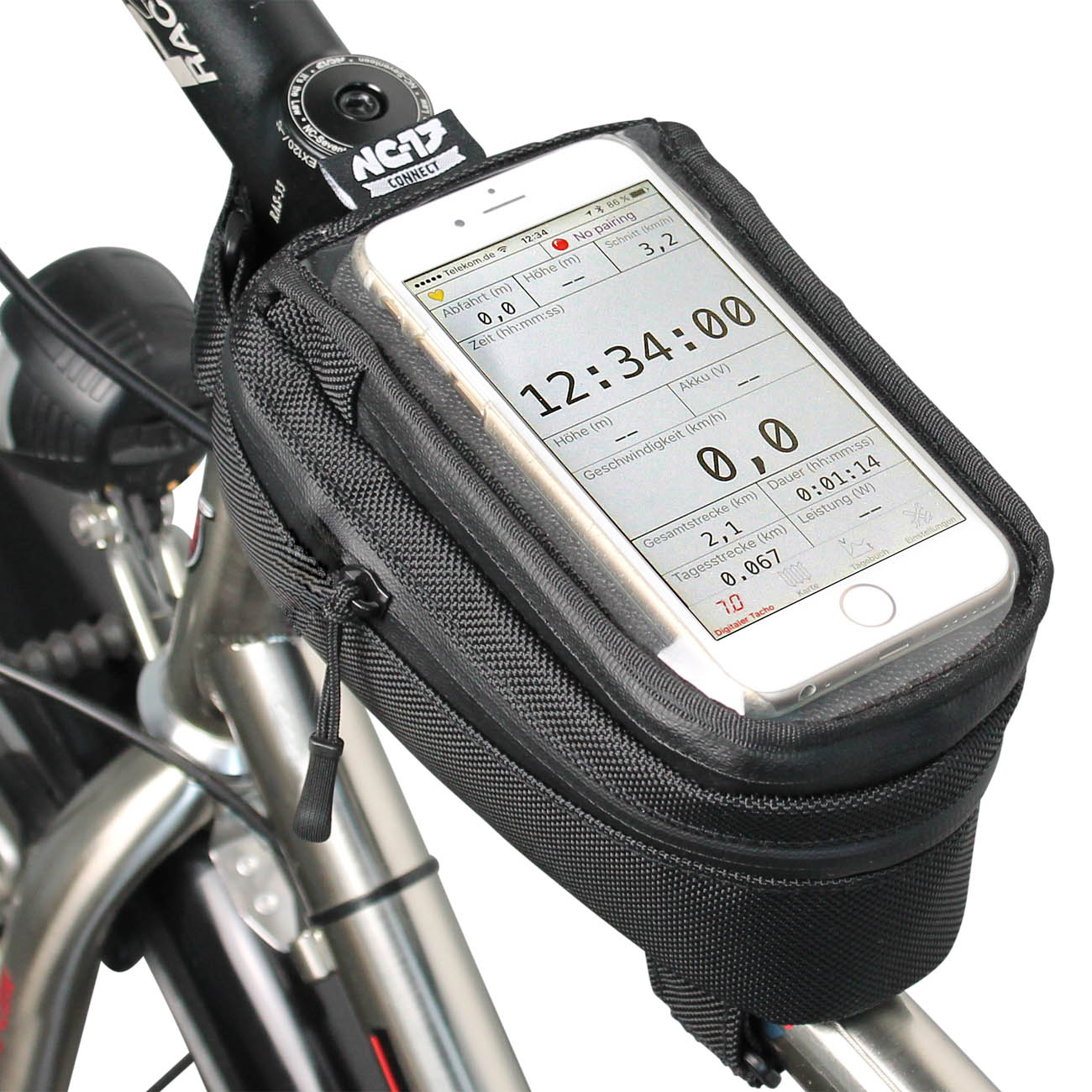 NC-17 Connect Smartphone Tasche<br/>Für Oberrohr, schwarz, Klettverschluss<br/>  