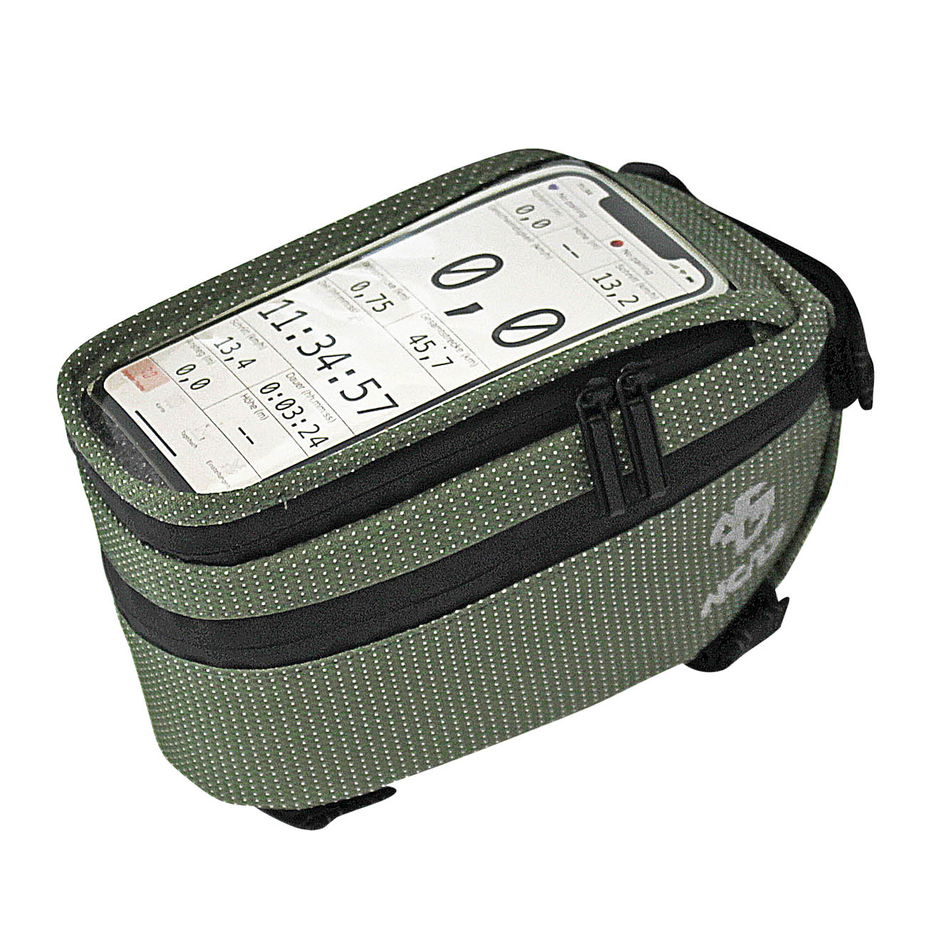 NC-17 Connect Smartphone Tasche DOT<br/>Für Oberrohr, grün, Klettverschluss<br/>  
