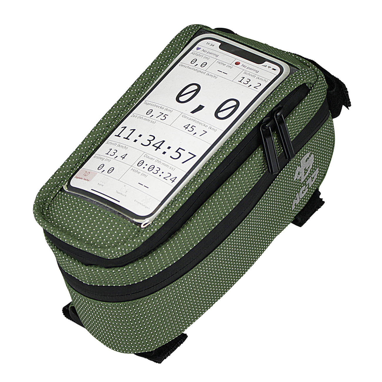 NC-17 Connect Smartphone Tasche XL DOT<br/>Für Oberrohr, grün, Klettverschluss<br/>  
