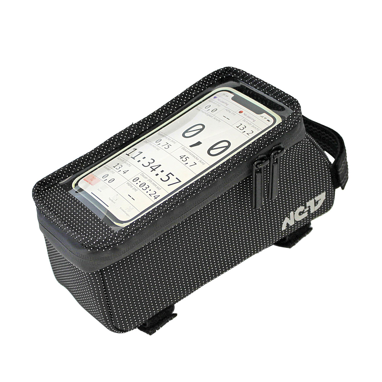 NC-17 Connect Seitenlader-Smartphonetasche DOT<br/>Für Oberrohr, schwarz, Klettverschluss<br/>  