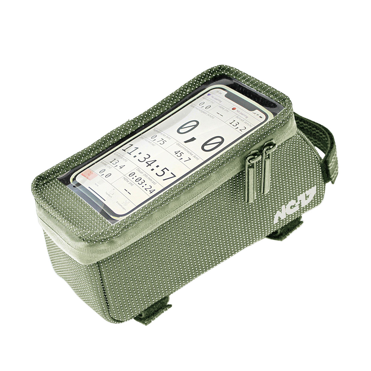 NC-17 Connect Seitenlader-Smartphonetasche DOT<br/>Für Oberrohr, grün, Klettverschluss<br/>  